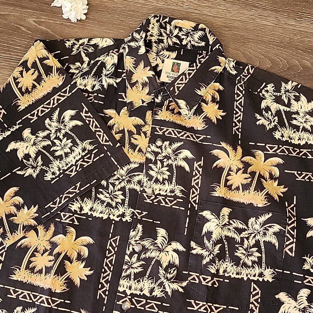 Tori Richard Honolulu Hawaiian Shirt Men's Large Palm Tree Print 100% Cotton‎